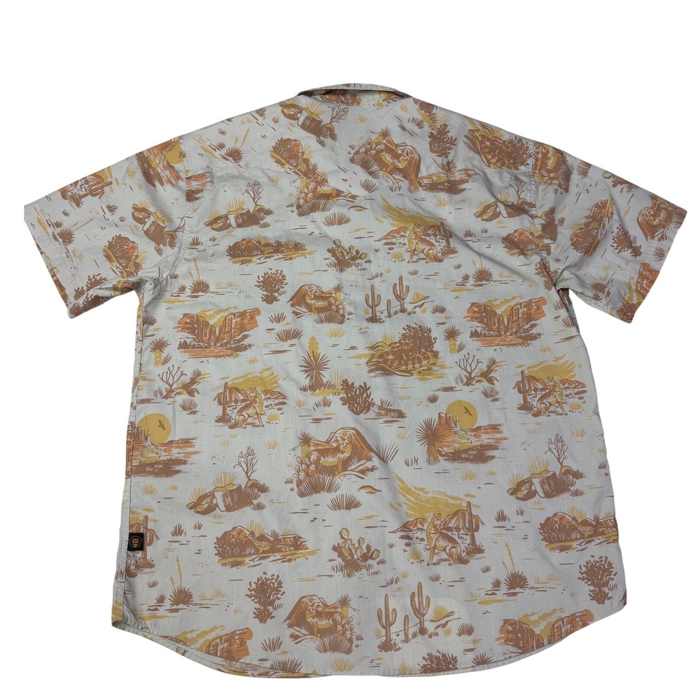 Howler Brothers Mens Large Desert Print Short Sleeve Pearl Snap Shirt Tan Orange - Picture 4 of 12